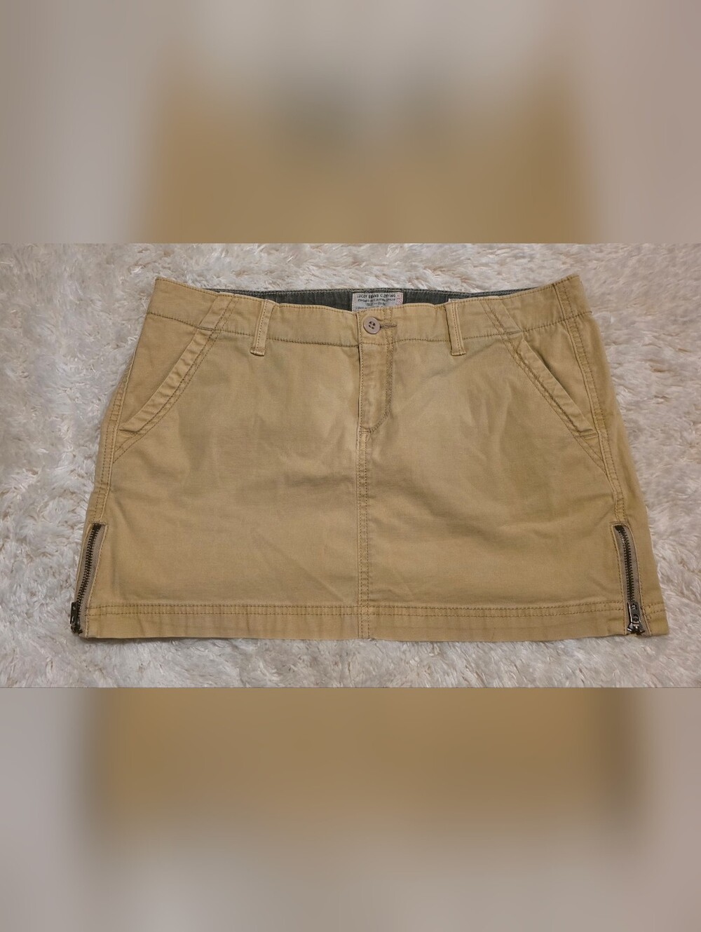 LUCKY BRAND Casual Khaki Mini Skirt with Zipper Details Sz. 14/32